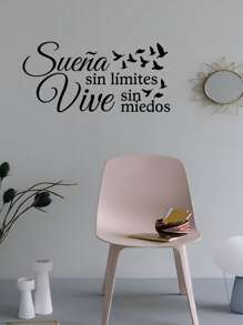 1 pièce Autocollant mural avec citation motivationnelle en espagnol, autocollants étanches convenant pour étude, chambre, salon, décoration de la maison, "Rêve sans limites !