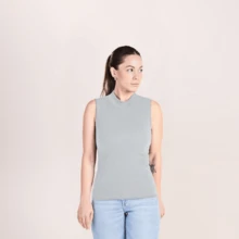 Kit 3 Women's High Neck Ribbed Tank Tops - Basic Women's Tank Top - 2 Phối + Đen - Xem 5