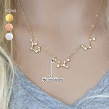 Collier constellation personnalisé 1-6 pendentifs, diamants cubiques en zircone, couleurs argent/or/or rose, bijoux de couche Zodiaque, personnalisé, cadeau de Noël