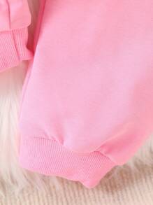 2 piezas/Conjunto Sudadera con capucha con estampado de mariposa y cremallera + pantalón casual para niña joven, otoño primavera - Rosa - Ver 7