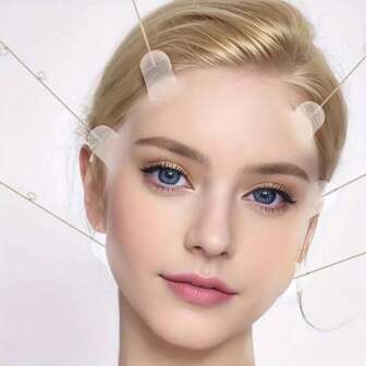 面部提升胶带和绷带套装，隐形面部提升胶带，带可调节松紧带，可即时紧致颈部、下颌和双下巴皮肤，可重复使用，无香