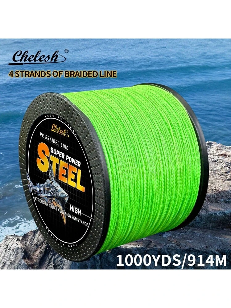 Chelesh 1000yds 4-Strand Braided Grass Green PE Fishing Line, High