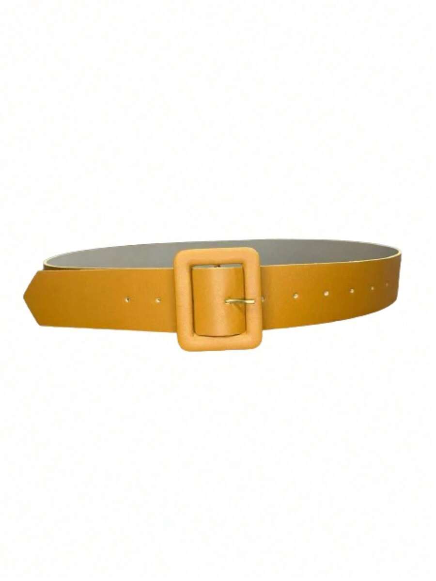 Women's Belt Square Buckle Colorful Thin Fashion Blogger HL-120 - 駝色 - 查看 1