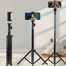 52 英寸手机三脚架和自拍杆，相机三脚架支架和手机支架，非常适合自拍/视频录制/直播 - 黑色 - 查看 6