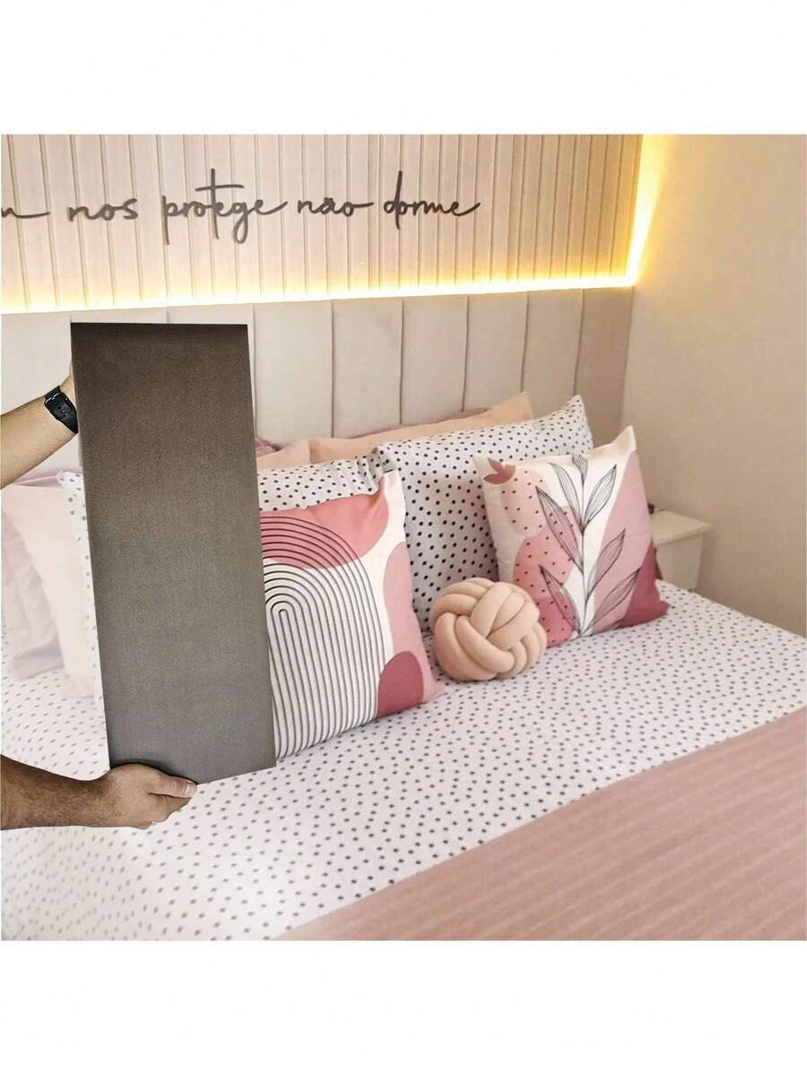 Upholstered Modular Headboard For Single Double Bed 1 Panel 20x40cm - Rỉ Nâu - Xem 1