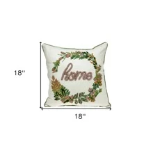 18 X 18 Beige Zippered 100% Cotton Throw Pillow