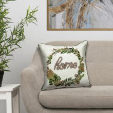 18 X 18 Beige Zippered 100% Cotton Throw Pillow