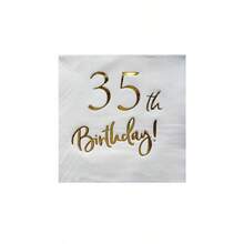 20 件/包，金箔和白色 35 岁生日一次性餐巾由原生纸浆制成，6.5*6.5 英寸，适合 35 岁生日派对、酒店、餐厅、酒吧、餐具、一次性使用、圣诞节 - 金色 - 查看 5