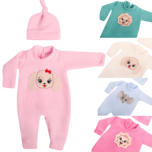 Soft Baby Romper With Embroidered Cap For Boys And Girls - 薄荷綠 - 查看 3