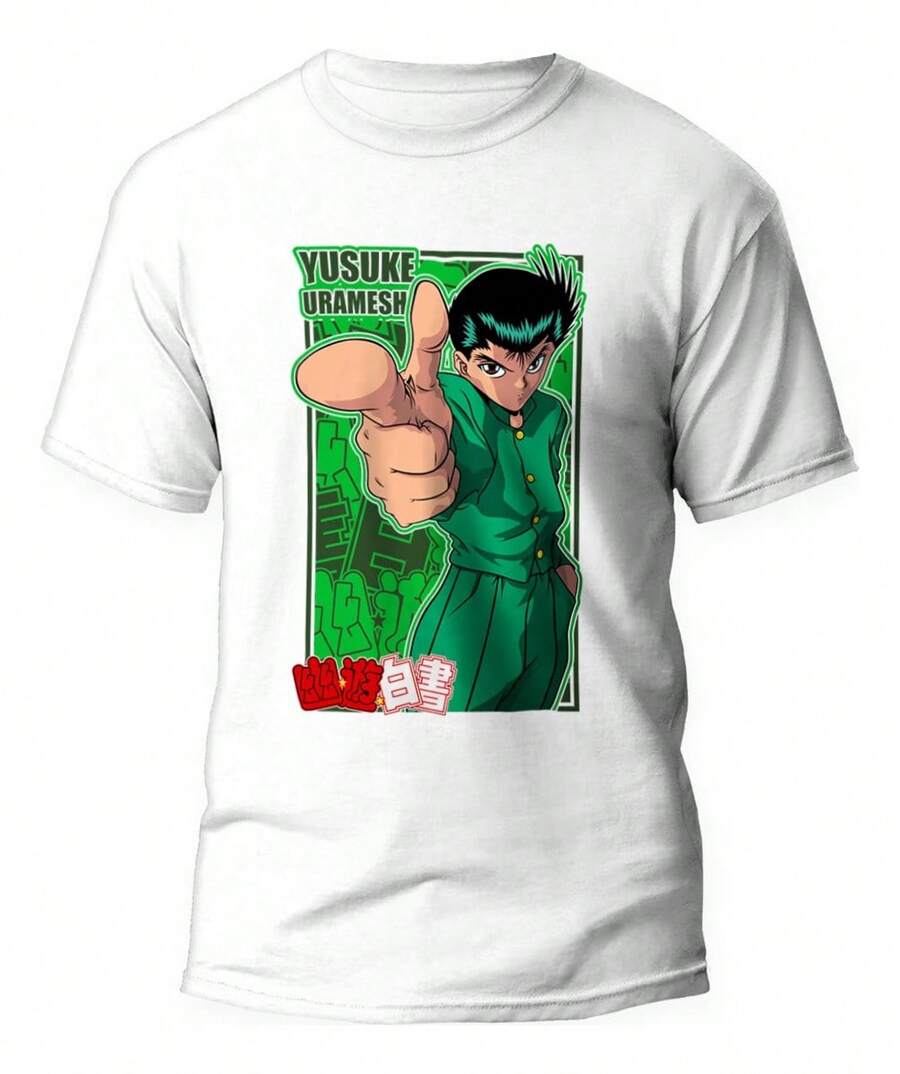 Yusuke Urameshi Leigan T-Shirt Japanese Anime Manga Yu Yu Hakusho Geek Nerd Shirt Blouse Unisex Male Female 100% Cotton Top Premium Streetwear New Release Fast Shipping Various Colors!! Plus Size - trắng - Xem 1