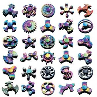 多色多款式金属手指旋转器/办公室减压娱乐玩具/适合节日/派对礼物，手指滚轮，减压玩具，镰刀