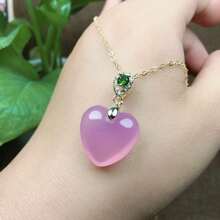 1 Natural Crystal Agate Heart-Shaped Pendant, Colorful Quartz Gemstone, Fashion Necklace, High Quality Gemstone Crystal Jewelry, All Hand Carved, Lady Wealth Pendant, For Her Gift, Suitable For Halloween, Christmas And Various Holiday Party Gifts, Crystal Gift (With Gift Box). - Love - View 2