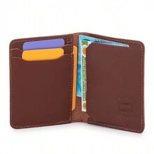 Men's Leather Card Holder Wallet With Card Space - 鏽棕色 - 查看 2