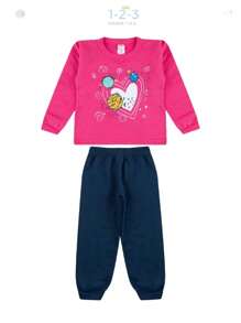 Cleomara Girl's Hoodless Winter Mid-Season Set - 玫紅色 - 查看 1
