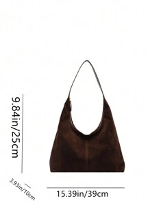 Bolso de hombro casual de gran capacidad en estilo retro de, bolso de mujer de color liso mate efecto parchwork, elegante y versátil para uso diario, bolso de mano de