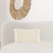 Tassel Detailed White Lumbar Pillow - White - View 3