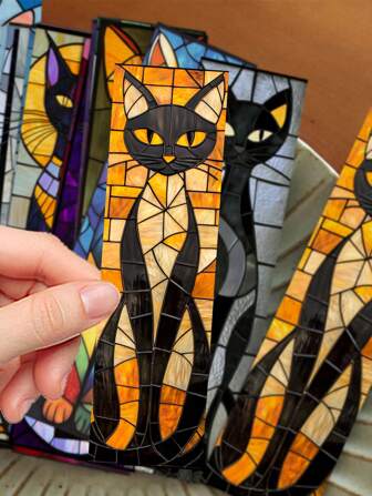 30 piezas Marcapáginas elegante con tema de gatos, tarjeta de memorando de lectura, decoración de diario Marcapáginas de papel