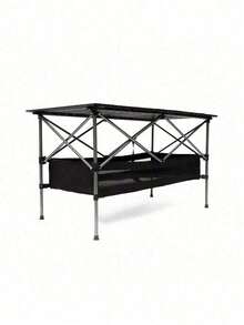 1-Piece Folding Outdoor Table With Carrying Bag,Lightweight Aluminum Roll-Up Square Table For Indoor, Outdoor Camping, Picnics, Beach,Backyard, BBQ, Party, Patio, 27.56X27.56X27.56in, Black - Đen + Nhôm-1 - Xem 5