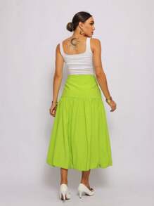 Midi Balloon Skirt In Elegant Social Evangelical Tailoring - 青檸色 - 查看 2