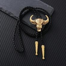 1 件馬蹄形和馬頭形波洛領帶,帶可調節繩索,牛仔時尚配飾,適用於毛衣、連身裙、男女通用 - 金色 - 查看 16