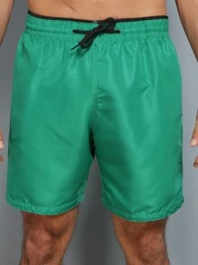 Men's Bermuda Shorts, High Elasticity, Tactel, Plain Gym - Green - View 2