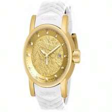 Men's Watch Large Gold Steel Case With Resistant Silicone Strap - 白色 - 查看 1