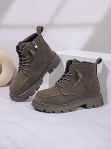 Nuevas botas para niños de otoño/invierno 2024, botas cortas con suela suave para niñas, botas para niñas con decoración de costura