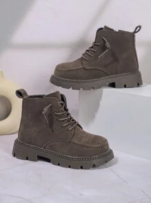 Nuevas botas para niños de otoño/invierno 2024, botas cortas con suela suave para niñas, botas para niñas con decoración de costura
