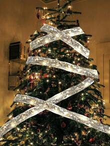 1 件 - 5 米/1 米圣诞树装饰丝带灯，LED 电池供电仙女灯串，适用于圣诞派对室内室外装饰 - 銀色 - 查看 2