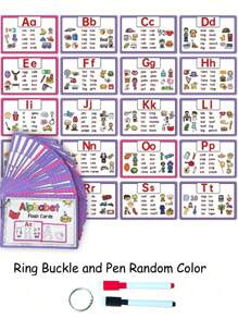 1套蒙特梭利自然拼读学习闪卡，英语词汇卡，儿童益智认知游戏玩具（部分随机发货），儿童，卡片，字母卡 - 多色 - 查看 13