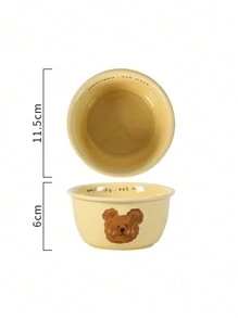 1 件卡通 Emo 愤怒熊单柄碗，6 英寸/610 毫升，可爱陶瓷单耳汤碗，家用，搪瓷餐具套装，餐垫，单人礼盒，圣诞礼物，学校用品 - emo熊-單耳碗 - 查看 17