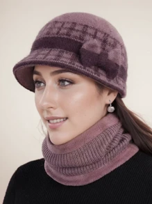 Chic Bow Woolen Beanie - Cozy & Thick Thermal Lined For Extra Warmth, Perfect For Skiing, Hiking & Casual Attire, Hand Washable - 1pc/2pcs Set With Matching Scarf
