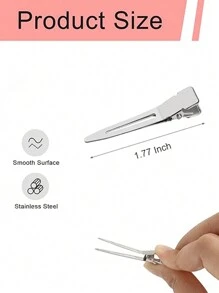10pcs/20pcs/40pcs Women Simple & Chic Casual Hollow Design 1.77in Alloy Silver Hair Clips, Suitable For Daily Makeup, Hair Salon Styling, Y2K Style Hairpins Accessories Claw Clips Hair Claws Hair Barrettes, School Stuff, Hair Accessories, Head Accessories - Silver - View 2