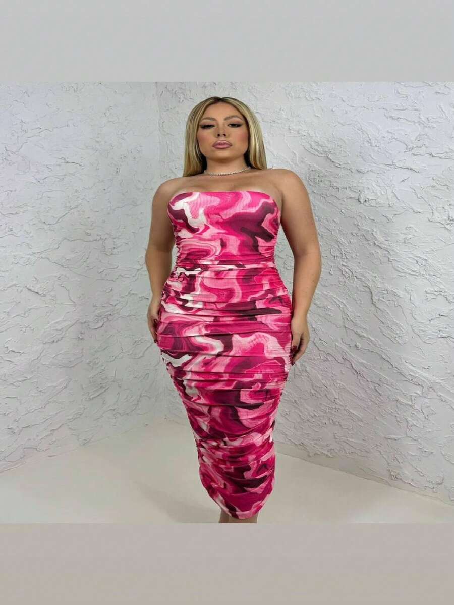 Tie Dye Dress - 玫紅色 - 查看 1