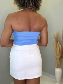 Lanestore Women's Strapless Ribbed Bodysuit - Màu xanh nhạt - Xem 2