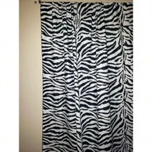 Zebra Print Window Curtain Panel 58" Wide - Black - View 2