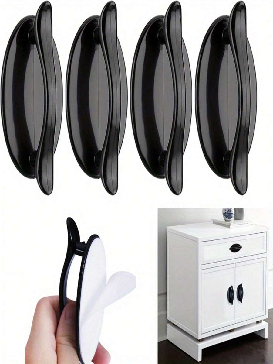 SelfAdhesive Knob Black Pull Handle, Peel And Stick, No