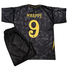 Kids Football Kit Set Shirt Shorts Team Game Training Championship - 黑色 - 查看 1