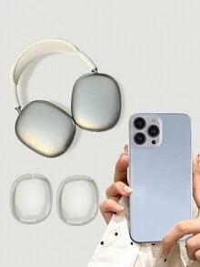 1 个大孔径透明外壳和 1 对耳机保护壳，防摔软壳兼容苹果手机和 AirPods Max 耳机 - 無色 - 查看 7