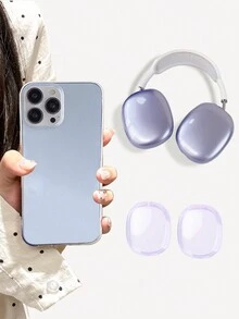 1 个大孔径透明外壳和 1 对耳机保护壳，防摔软壳兼容苹果手机和 AirPods Max 耳机 - 無色 - 查看 3