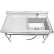SHZICMY 304 Stainless Steel Utility Sink Free Standing Outdoor Sink, Single Bowl Commercial Kitchen Sink W/Workbench, Stainless Steel Prep & Utility Sink For Restaurant, Kitchen, 47" X 24" X 35" (US Stock) - Silver0 - View 4