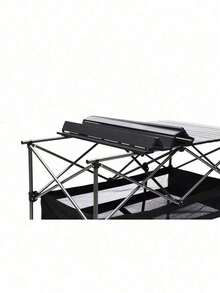 1-Piece Folding Outdoor Table With Carrying Bag,Lightweight Aluminum Roll-Up Square Table For Indoor, Outdoor Camping, Picnics, Beach,Backyard, BBQ, Party, Patio, 27.56X27.56X27.56in, Black - Đen + Nhôm-1 - Xem 9