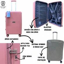 Unbreakable PP Suitcase 32kg 360 Swivel Wheels Expandable Polypropylene International Airplane Standard - Pink - View 2
