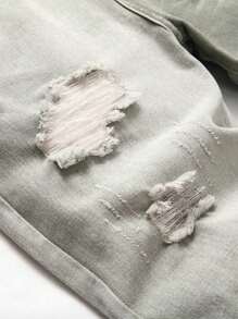 时尚渐变色破洞紧身男式休闲牛仔裤