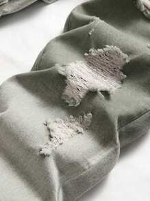 时尚渐变色破洞紧身男式休闲牛仔裤