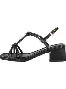 Women's Casual Square Toe Sandals With Thick Block Heel And Knotted Straps Original GiGiL - màu đen - Xem 3