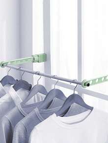 1 件可伸缩窗框衣架卡入式无孔窗户衣架便携式六孔衣架旅行用 - 彩色 - 查看 6