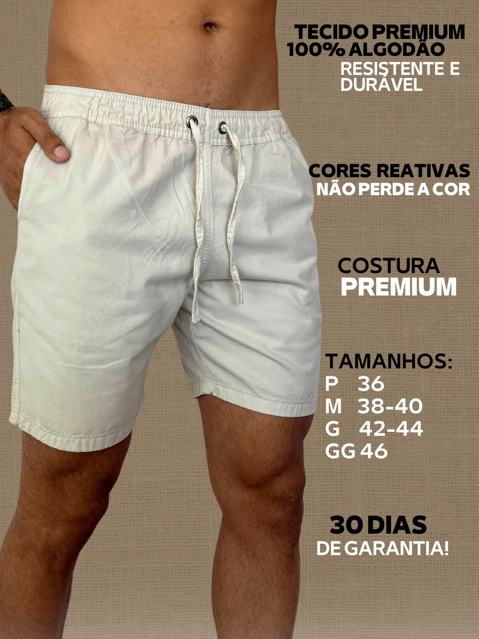Kit 3 Men's Shorts Twill Mauricinho Bermuda Premium Brim La.Bless - 淺粉色 - 查看 1