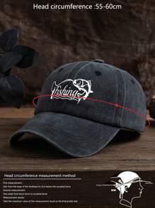1pc Unisex Fishing & Outdoor Casual Fashion Washed Print Baseball Cap, Adjustable Size, Suitable For All Seasons Daily Wear - Washed Baseball Cap - View 2