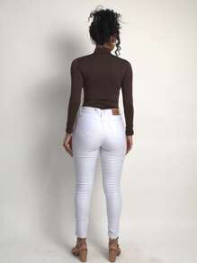 Moderna & Slim Cacharrel Women's Long Sleeve Turtleneck Blouse - Various Colors - 鏽棕色 - 查看 4